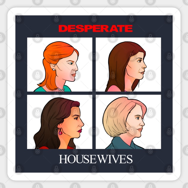 Desperate - side profile - housewives Sticker by @akaluciarts